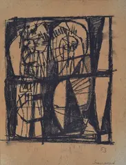 Without title by Emilio Scanavino, 1953, Signature and date lower right. Authentication by Giorgina Scanavino on photo. & Nbsp;, offered Sep 2021