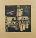 Ubaldo Magnavacca, Modena - Apse of the Cathedral, 1915, Plate signed lower right.