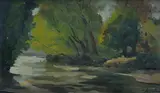 Víctor Morelli Sánchez-Gil, Glimpse of landscape with river, Signature lower right. & Nbsp;