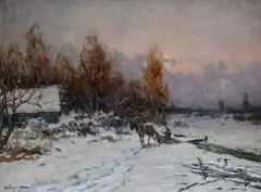 Snowfall by Ivan Karpov, Sign at the bottom to the left., offered Sep 2021