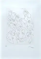 Figures by Mino Maccari, Signature in pencil lower right; edition lower left., offered Jul 2021