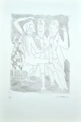 Figures by Mino Maccari, Signature in pencil lower right; edition lower left., offered Jul 2021