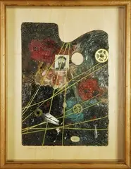 Giovanni Raffaelli, Composition, 1982, Signature and date lower left.