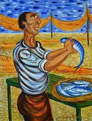 Pescatore by Giuseppe Migneco, 1986, oil on canvas, offered Jul 2021