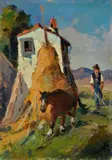 Contadino con cavallo e pagliaio by Carlo Domenici, offered Jul 2021
