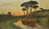 Henry Marko', Paesaggio con ruscello e pineta