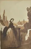 Vincenzo Cabianca, Ritratto di signora con Firenze sullo sfondo