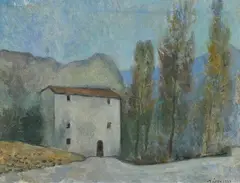 Landscape with house by Achille Lega, 1923, Signature and date lower right., offered May 2021