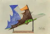 Vittorio Osvaldo Tommasini, Study for the sculpture "Incontro di prue", Signature lower right.