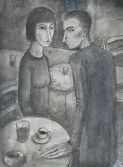 Coffee by Ubaldo Oppi, Signature lower left.On the reverse:, offered May 2021