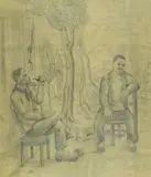 Ubaldo Oppi, Study for resting peasants