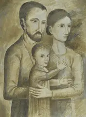 Family by Ubaldo Oppi, 1913, Signature lower center Authentic Ubaldo Oppi Archive on photograph no., offered May 2021