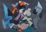 Gino Severini, Crabe rose sur papier vert