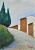 Ottone Rosai, Landscape, 1956, Signature lower right. On the reverse: Giraldi Livorno-Florence collection label with stamps and signature of