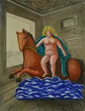 Alberto Savinio, The horsewoman, 1926, Signature lower right. On the reverse: label and stamps Galleria d'Arte Sianesi