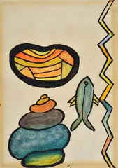 Without title by Hermann Hesse, Tempera and ink on paper, offered May 2021