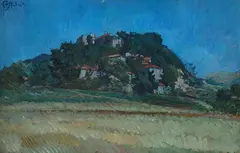 View of the village by Paulo Ghiglia, Signature top left., offered May 2021
