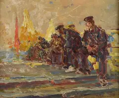 Eugenio Bonivento, Sailors, Signature lower right.