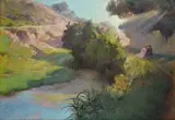 Paul Lecuit Monroy, Lovers in the landscape, 1897, Signature and date lower right.