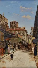 Carlo Brancaccio, Old Bridge, Signature lower right. On the reverse