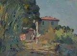 Afternoon in Coteto by Carlo Domenici, Signature top right. On the reverse: signature and title., offered May 2021