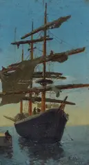 Sailing ship by Fernand Riblet, Signature lower right., offered May 2021