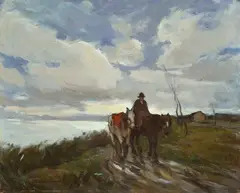 Alberto Cecconi, Thunderstorm, Sign at the bottom to the left. On the reverse: title.