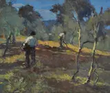 Peasants at work by Ludovico Tommasi, 1931, Signature lower right. On the reverse: signature and date., offered May 2021