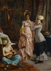 Leonardo Gasser, In the painter's studio, Signature lower right.