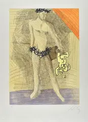 Without title by Sandro Chia, Signature lower right; edition and dry stamp "And in the fire of a cold print" in the lower left corner. & nbsp, offered Apr 2021