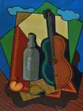 Pippo Oriani, Still life with guitar and bottle
