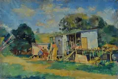 Barracks by Mario Bacchelli, 1928, Signature and date lower left., offered Apr 2021