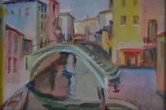 Venice by Antonio Santandrea, 1949, Signature lower right. On the reverse: signature, offered Apr 2021