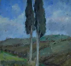 Landscape with cypresses by Bruno Martini, Signature lower right., offered Apr 2021