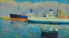 Boats in the harbor by Nello Giovannelli, Signature lower right., offered Apr 2021