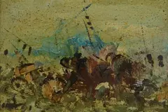 Battle by Alvaro Danti, Oil on masonite, offered Apr 2021