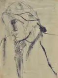 Bruno Cassinari, Figure, 1945, Signature lower right. Signature and date engraved on the cardboard on the back.