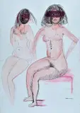 Bruno Cassinari, Two figures, Signature lower right.