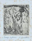 Luigi Bartolini, Along the river, Signature and title in pencil in the lower center.