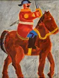 Franz Borghese, General on horseback, Signature lower right. On the reverse: signature and dedication; Contemporary Art stamp Dora Marano