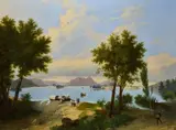 Bartolomeo Giuliano, Veduta del Lago Maggiore con le Isole Borromee e figure