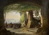 Charles Louis Lesaint, Fishermen's house, Signature lower right.