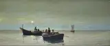Raffaello Torre, Boats at sunset, 1885, Signature and date lower right. (defects)