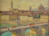 Albert Kongsbak, View of Florence from San Nicolò, 1924, Sign at the bottom to the left. On the reverse