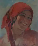 Cipriano Mannucci, Peasant woman, Signature lower right.