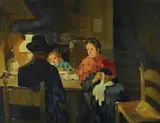 Interior with figures by Cafiero Filippelli, Sign at the bottom to the left., offered Mar 2021