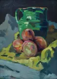 Still life with amphora and peaches by Renato Natali, Sign at the bottom to the left., offered Mar 2021