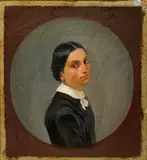 Guglielmo Bilancioni, Portrait of Luigia Vernocchi, 1863, On the reverse: painted inscription with signature