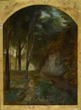 Antonio Fontanesi, Wooded landscape, On the reverse