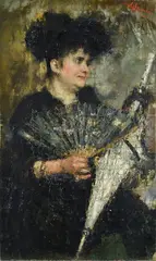 Antonio Mancini, Portrait of Zazà, 1900, Signature top right. On the reverse: handwritten cartouche with title.